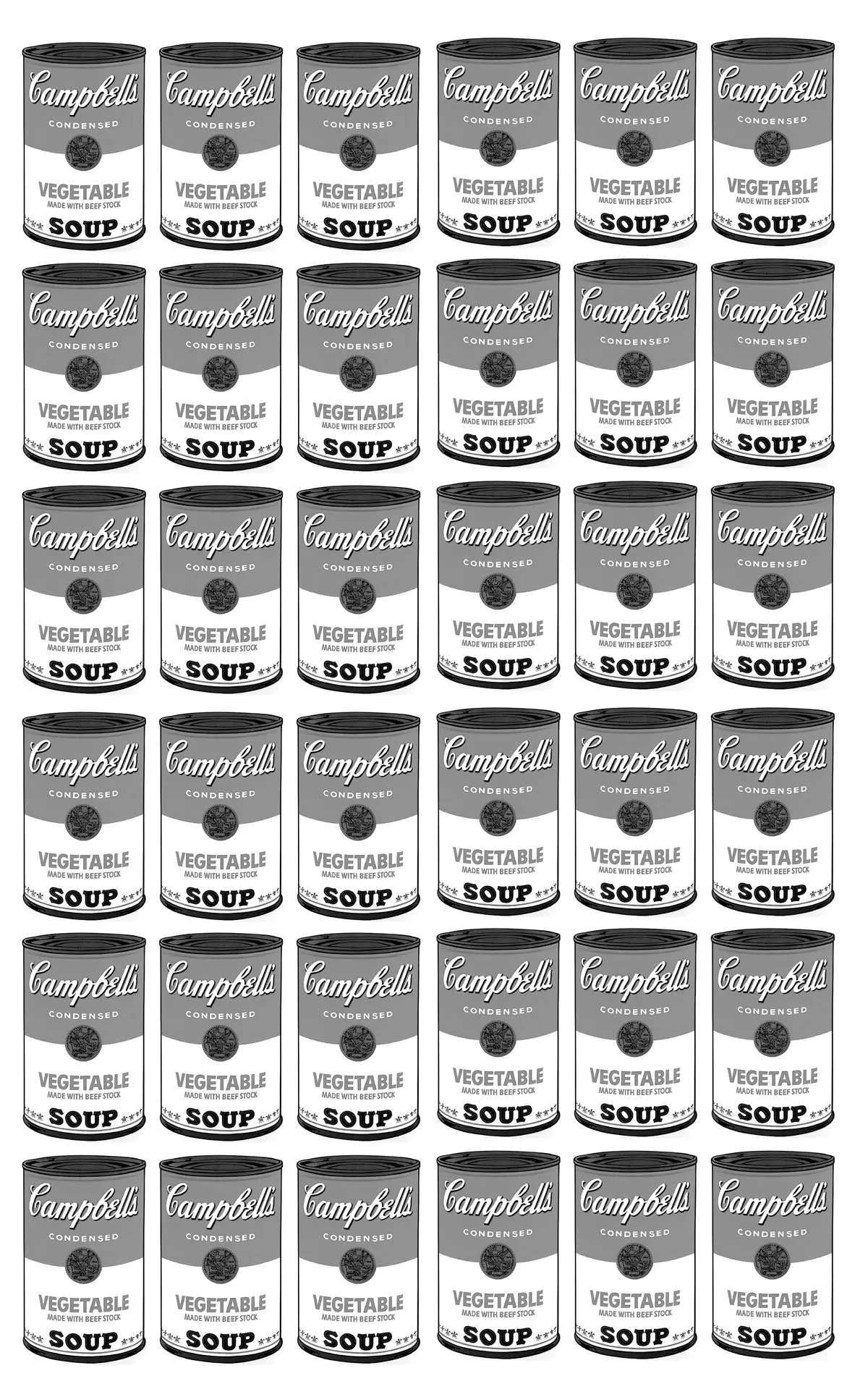Campbell's Soup Cans von Andy Warhol (Ausmalbild zum Ausdrucken und Ausmalen für Kinder)