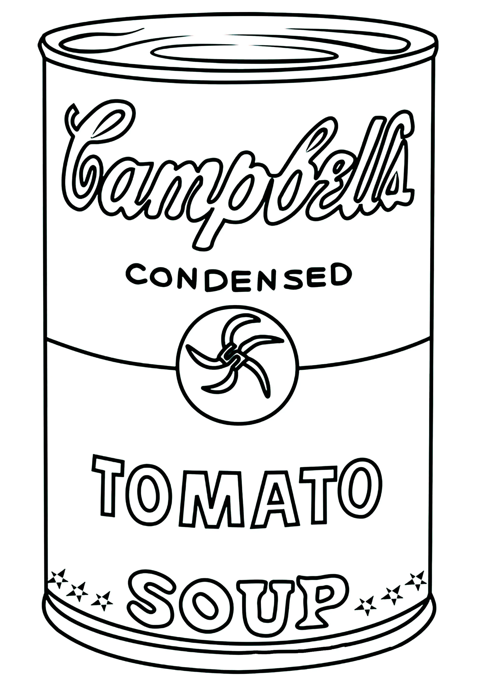 Ein Suppendosen von Andy Warhol's Campbell (Ausmalbild zum Ausdrucken und Ausmalen für Kinder)