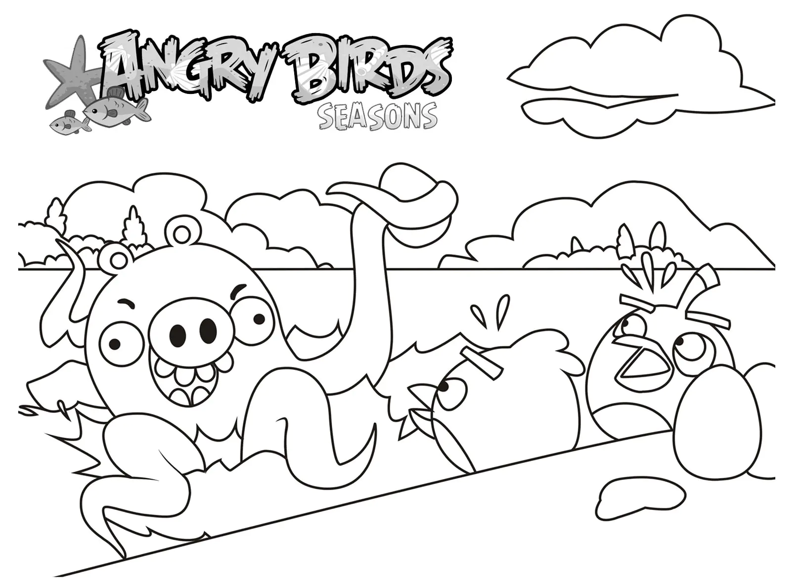 Kostenlose Angry Birds-Malvorlage