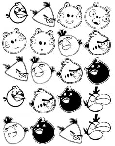 Bild von Angry Birds zum Herunterladen und Ausmalen.