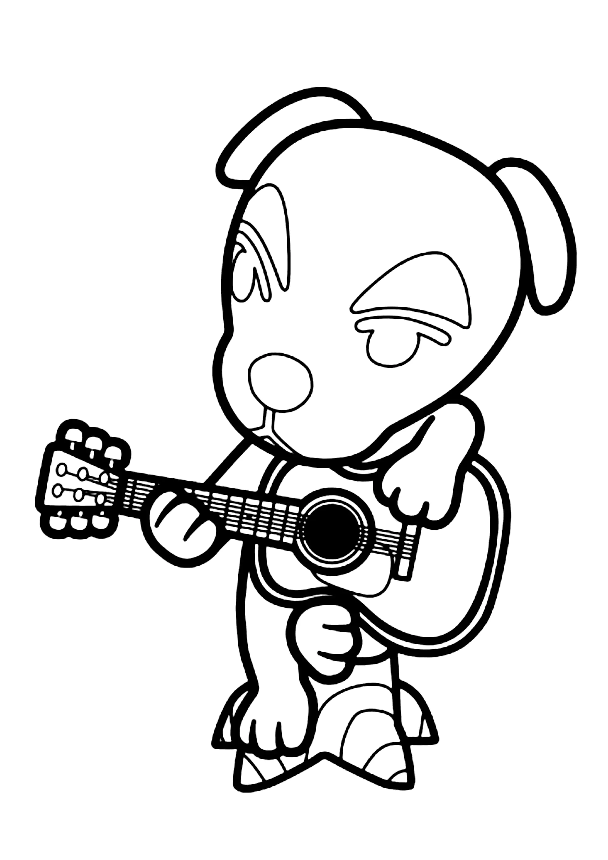 Kéké Laglisse (Hund) (Ausmalbild von Animal Crossing zum Ausdrucken und Ausmalen für Kinder)