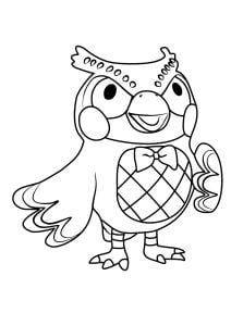 Thibou (Eule) (Ausmalbild von Animal Crossing)