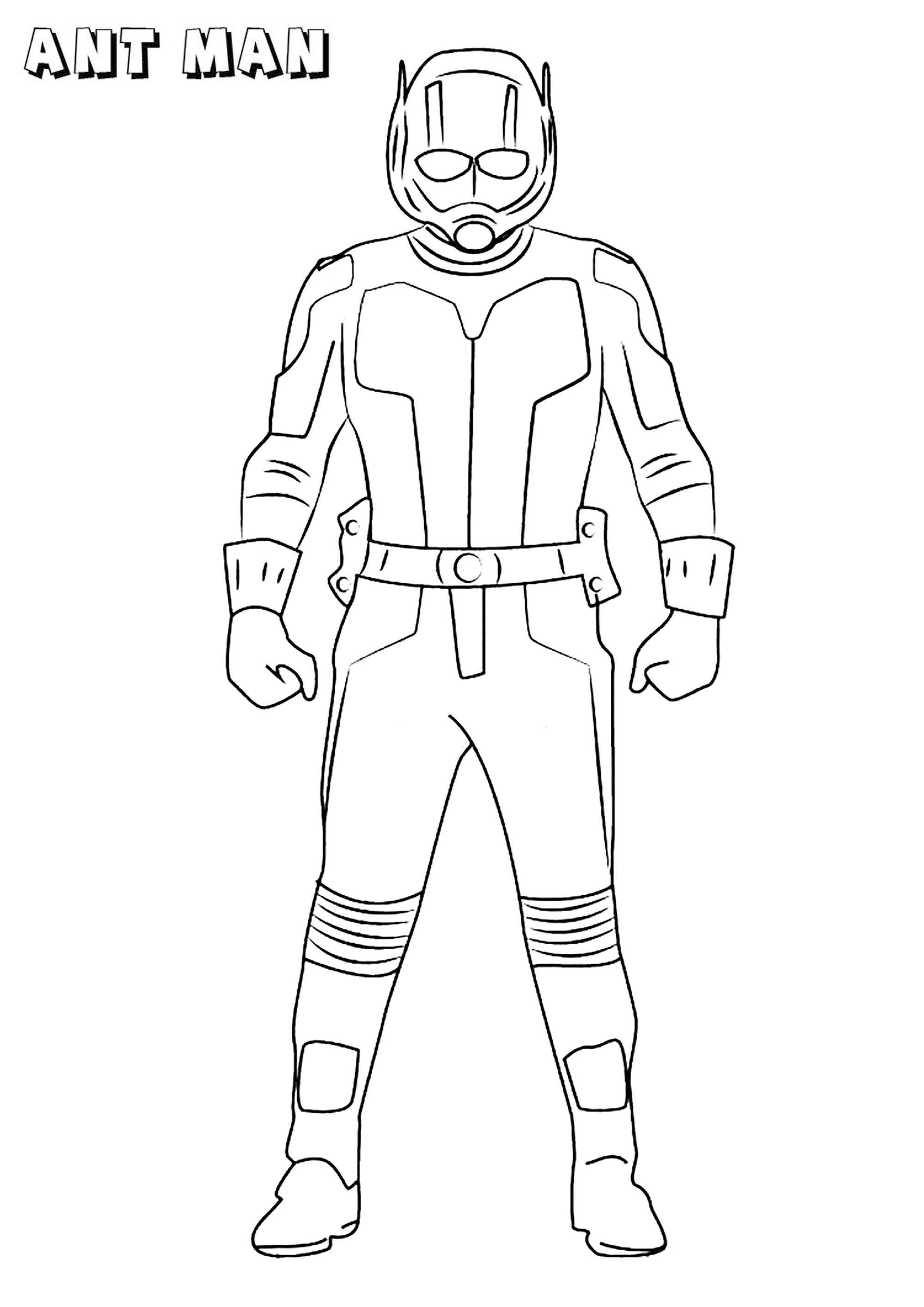 Ant-Man von vorne gesehen (Ausmalbild zum Ausdrucken und Ausmalen für Kinder)