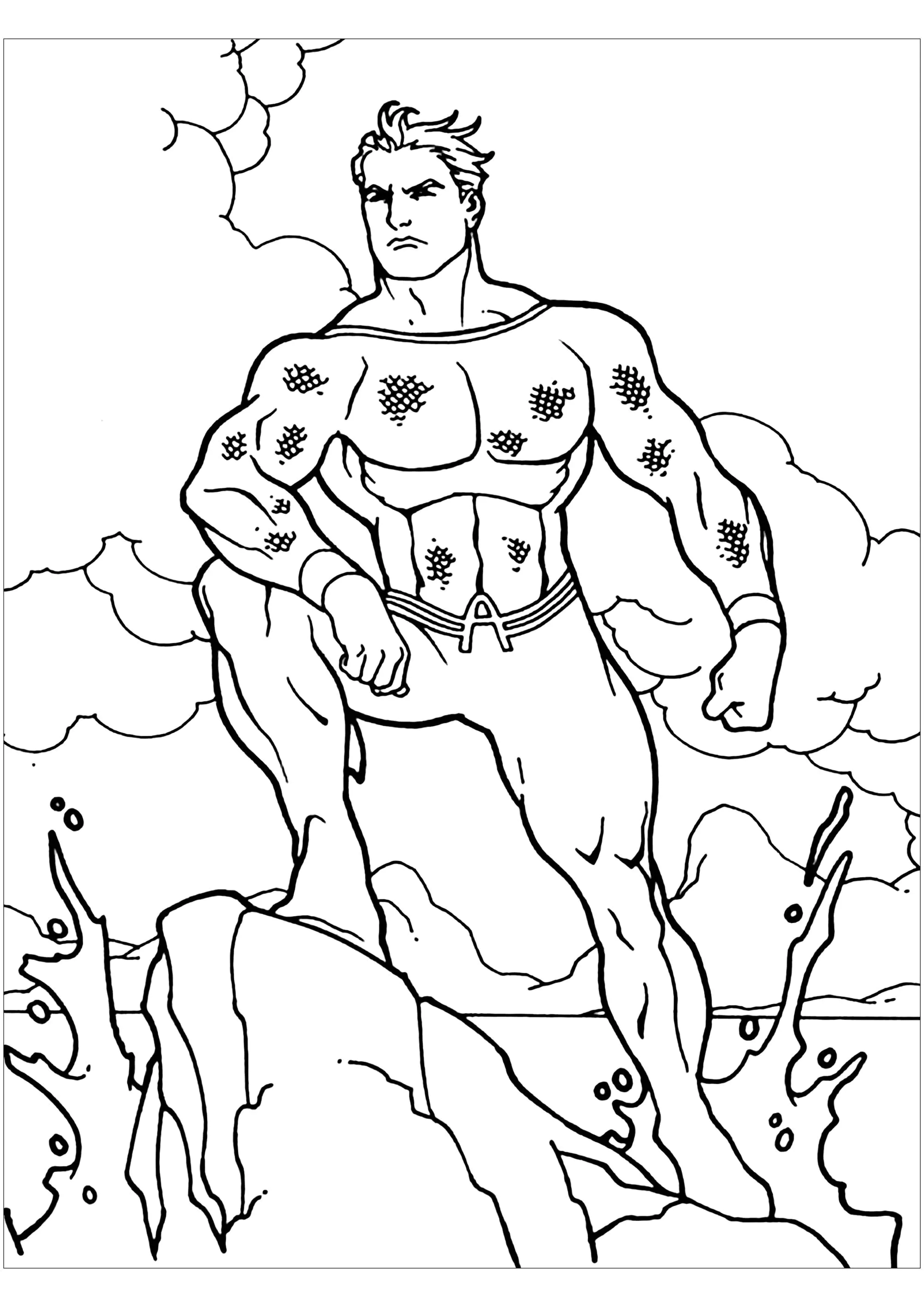 Kostenlose Aquaman-Zeichnung zum Herunterladen und Ausmalen