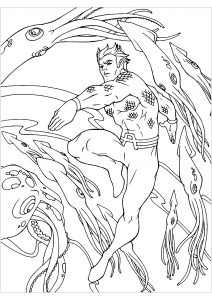 Bild von Aquaman zum Ausdrucken und Ausmalen