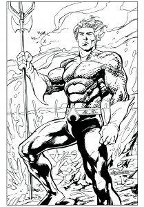 Bild von Aquaman zum Ausdrucken und Ausmalen