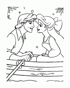 Eric & Ariel: Romantische Szene (Ausmalbild von Arielle, die Meerjungfrau)