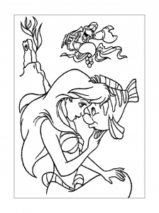 Ariel, die kleine Meerjungfrau, mit Fabius (Disney) (Ausmalbild von Arielle, die Meerjungfrau)