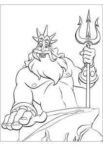 König Triton und sein Dreizack (Ausmalbild von Arielle, die Meerjungfrau)