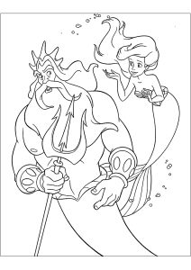 Ariel und König Triton (Ausmalbild von Arielle, die Meerjungfrau)