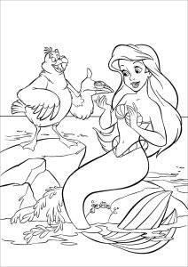 Ariel mit Scuttle (Ausmalbild von Arielle, die Meerjungfrau)