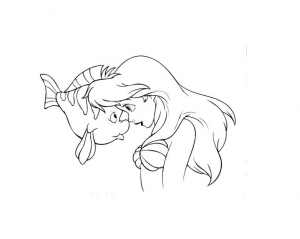 Ariel und Polochon (Ausmalbild von Arielle, die Meerjungfrau)