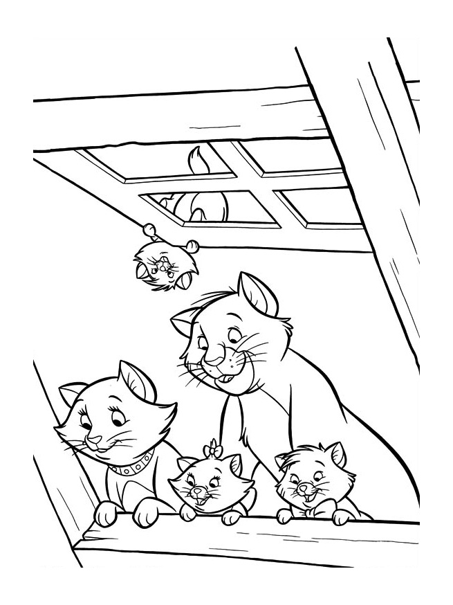 Aristocats Coloriage zum Ausdrucken (Ausmalbild zum Ausdrucken und Ausmalen für Kinder)