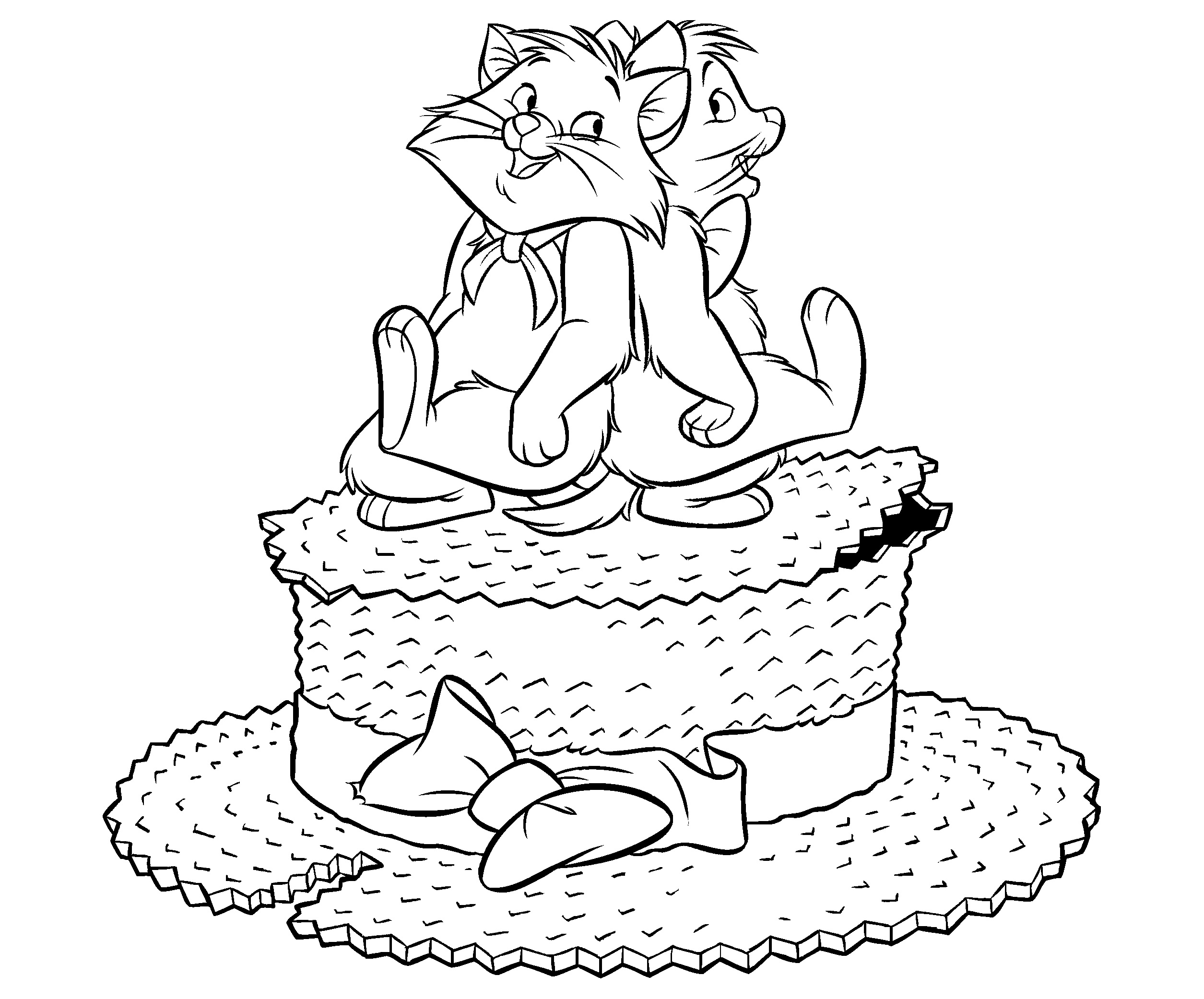 Auf einem Hut (Ausmalbild von Aristocats zum Ausdrucken und Ausmalen für Kinder)