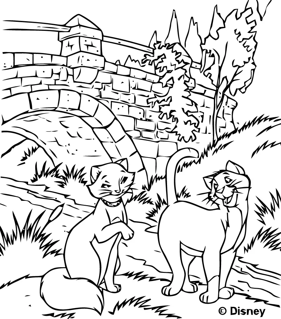 Aristocats Coloriage zum Ausdrucken (Ausmalbild zum Ausdrucken und Ausmalen für Kinder)