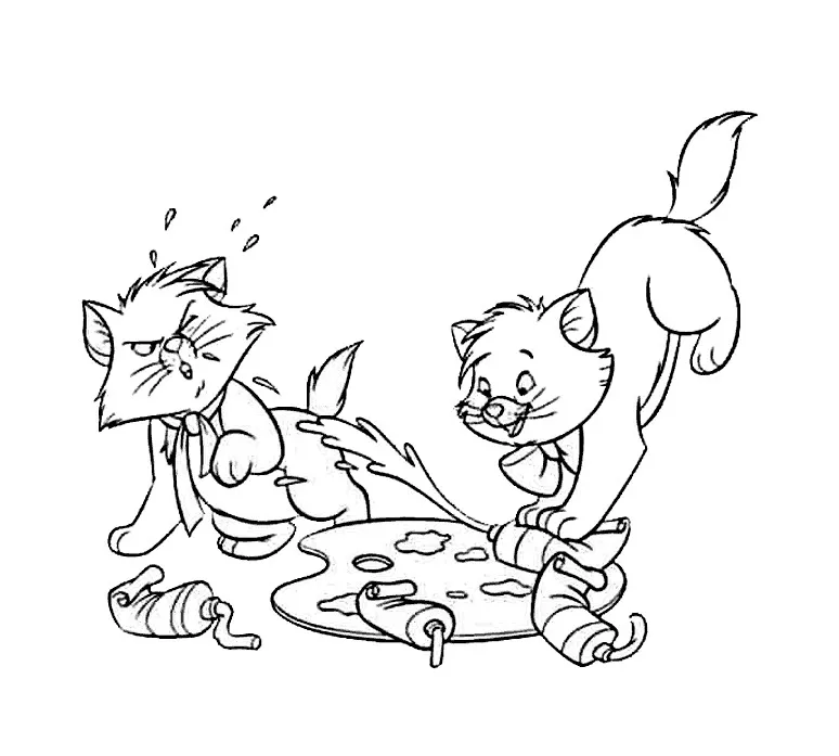 Aristocats Coloriage zum Herunterladen (Ausmalbild zum Ausdrucken und Ausmalen für Kinder)