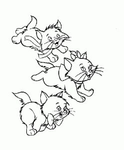 3 rennende Katzen (Ausmalbild von Aristocats)
