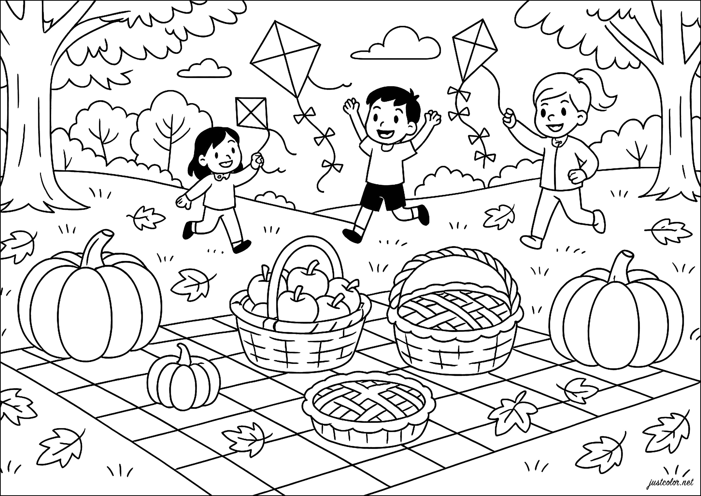 Ausmalbilder für Kinder von automne (Ausmalbild von Herbst zum Ausdrucken und Ausmalen für Kinder)