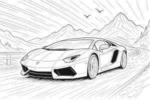 Lamborghini fahrend mit Höchstgeschwindigkeit (Ausmalbild von Autos)