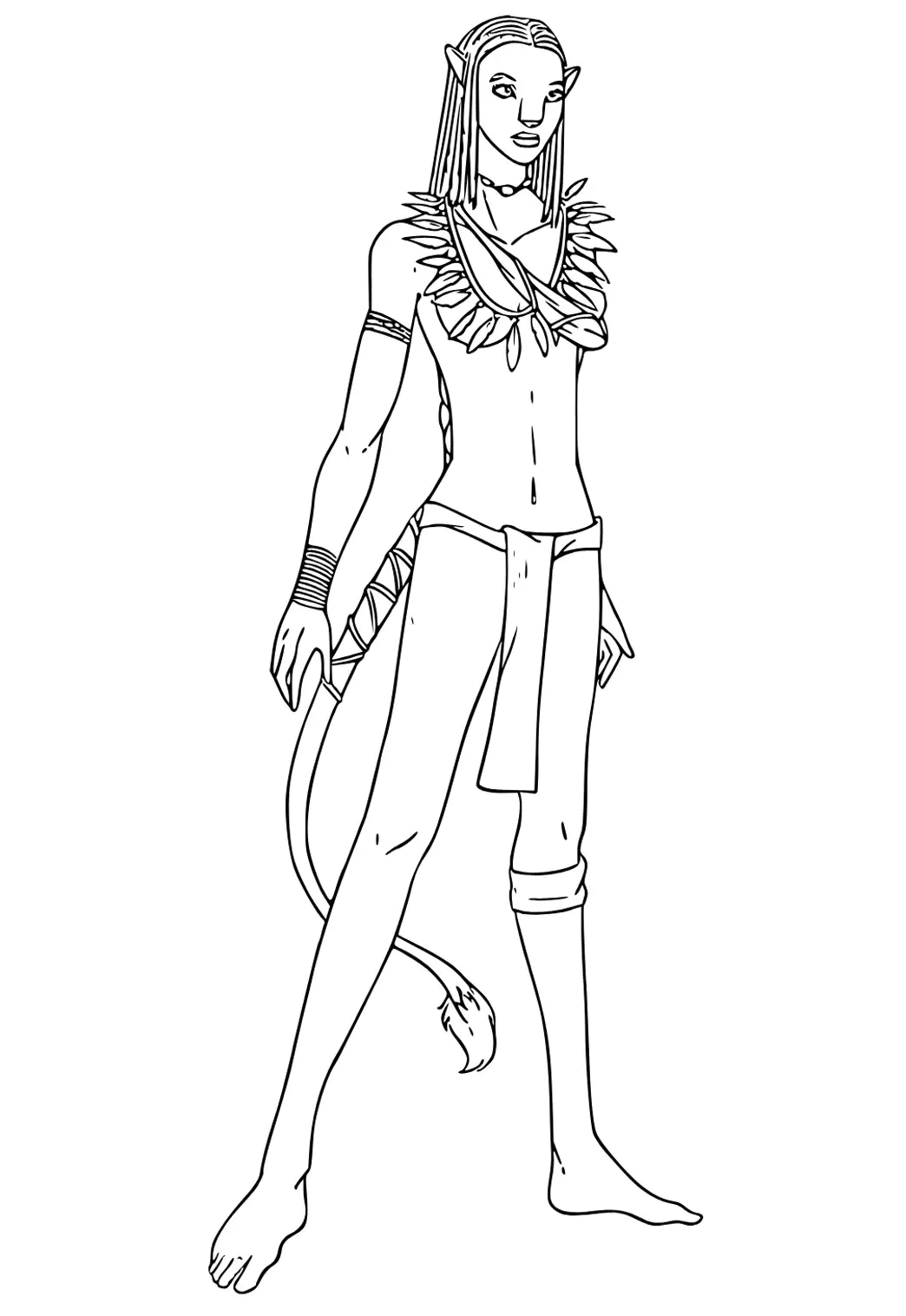 Neytiri in ihrer Gesamtheit. (Ausmalbild von Avatar zum Ausdrucken und Ausmalen für Kinder)