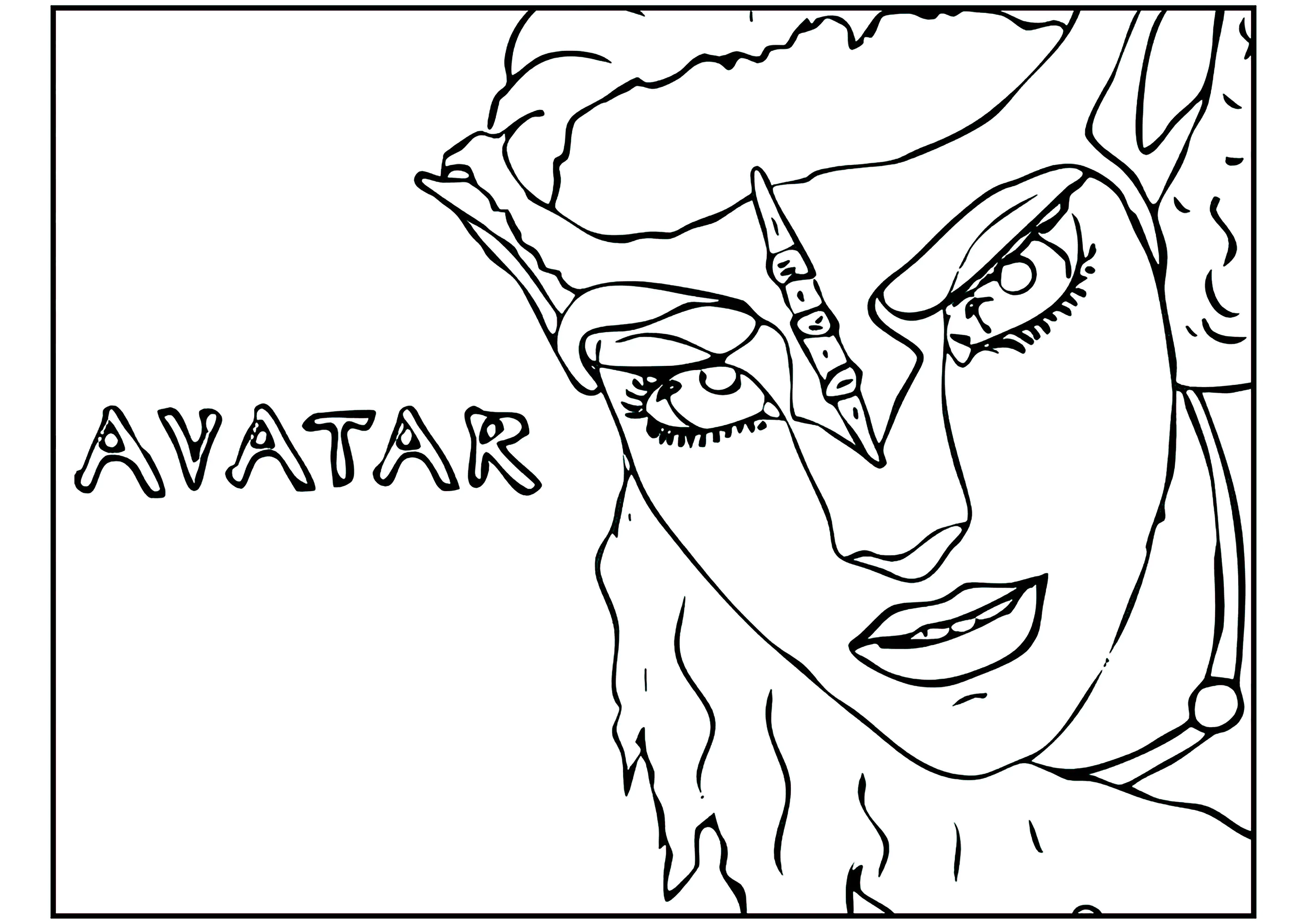 Neytiri (Ausmalbild von Avatar zum Ausdrucken und Ausmalen für Kinder)
