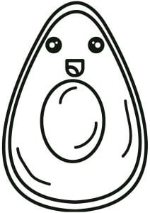 Einfacher Avocado lächelnd (Ausmalbild)