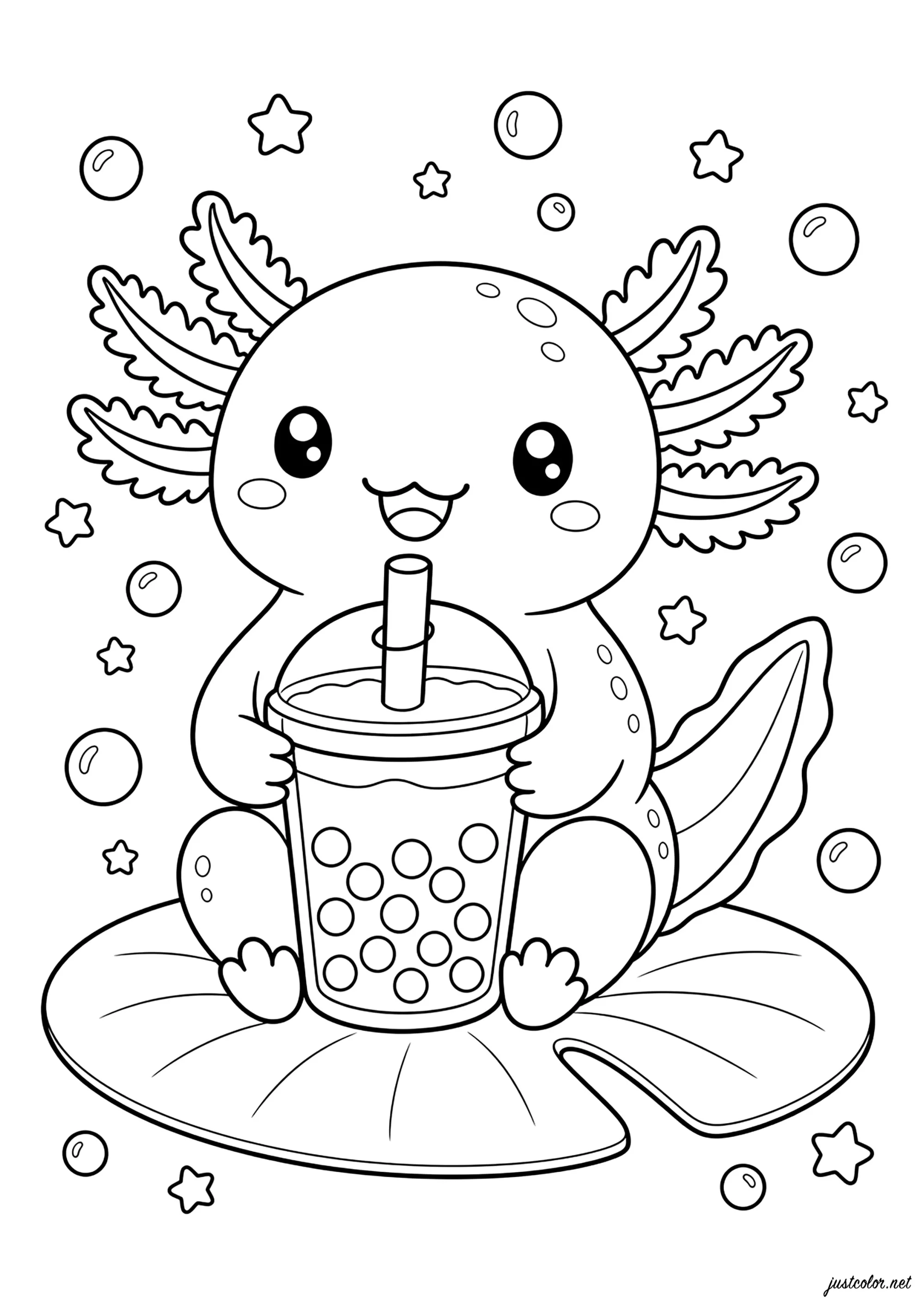 Ausmalbilder von axolotl zum Herunterladen (Ausmalbild zum Ausdrucken und Ausmalen für Kinder)