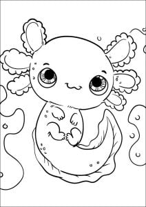 Axoloti verspielt (Ausmalbild von Axolotl)