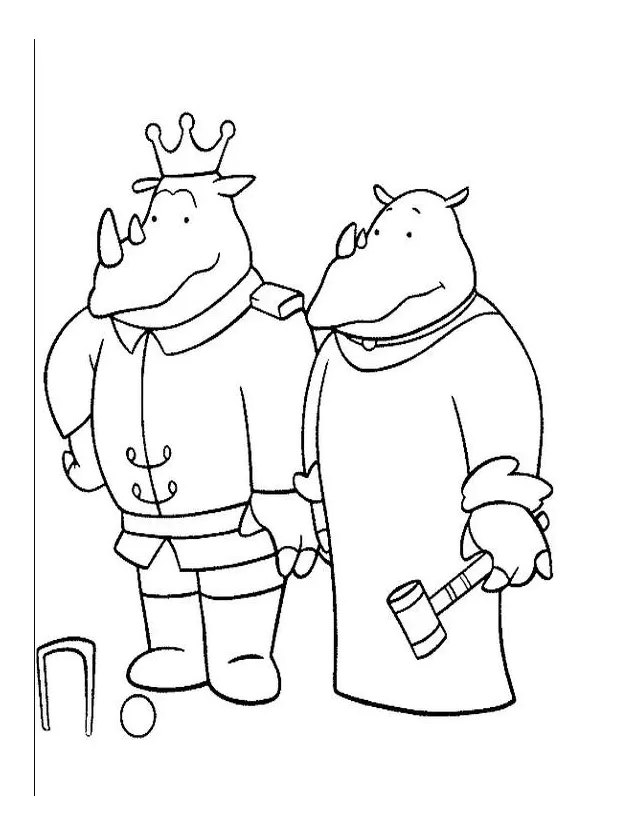 Die Nashörner (Ausmalbild von Babar zum Ausdrucken und Ausmalen für Kinder)