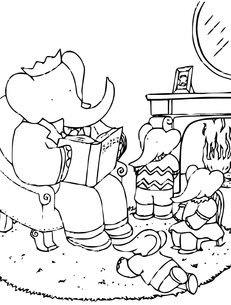 Kostenloses Babar-Malbild zum Ausdrucken und Ausmalen.