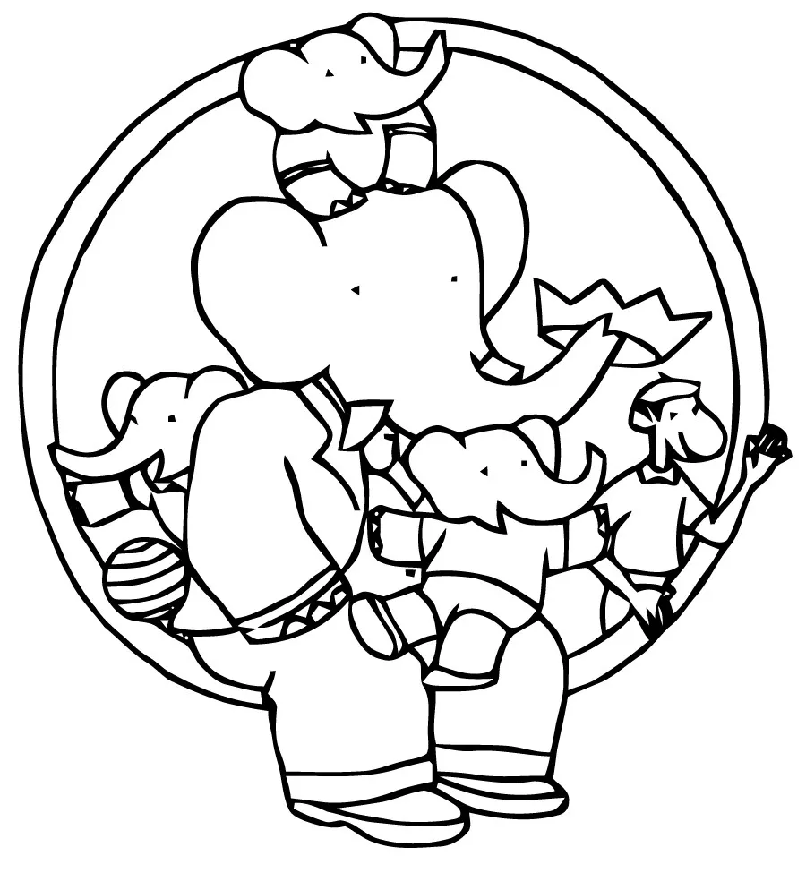 Kostenloses Babar-Malbild zum Ausdrucken und Ausmalen
