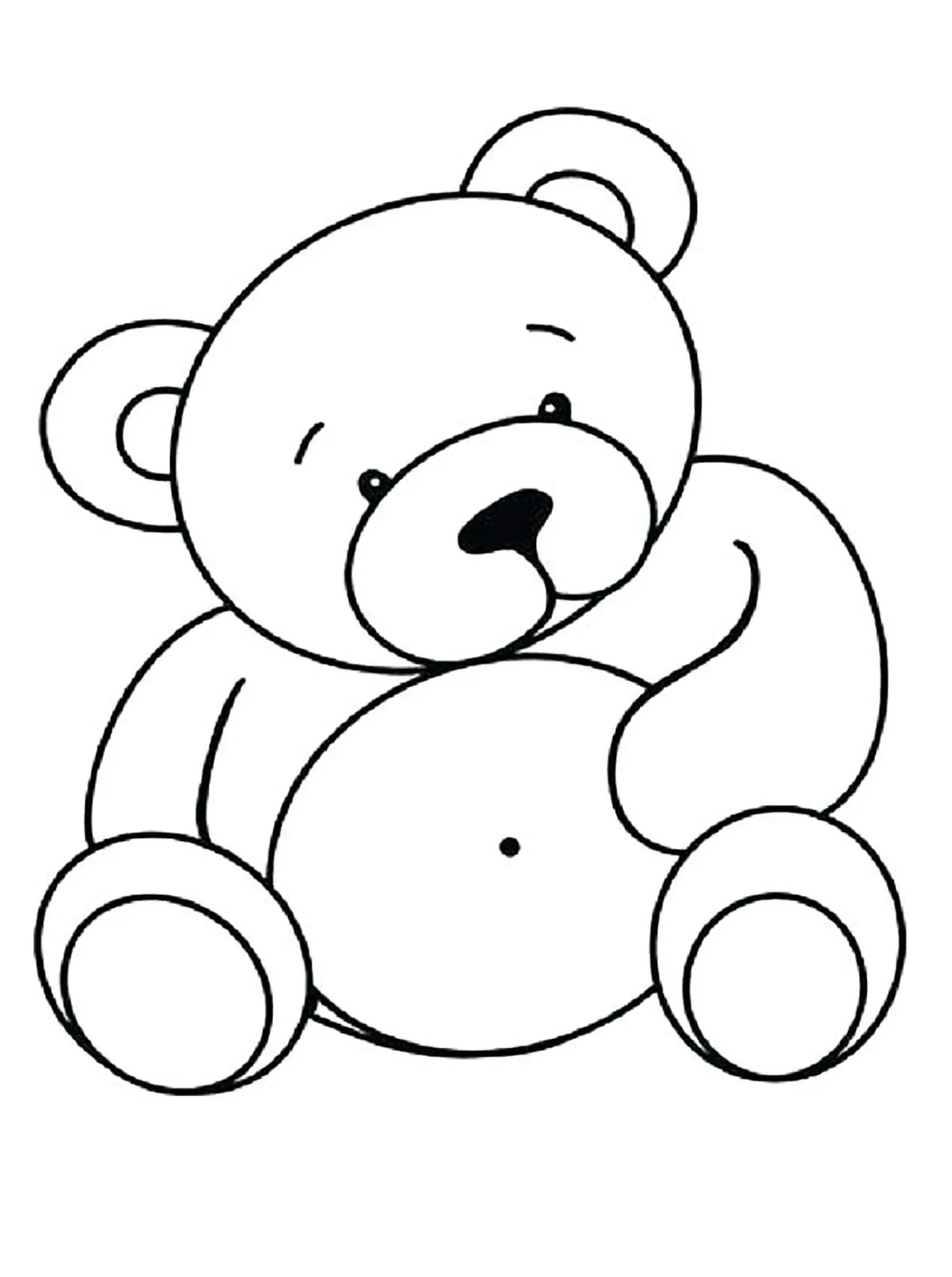 Der Bär mit dem großen Bauch (Ausmalbild von Bären zum Ausdrucken und Ausmalen für Kinder)