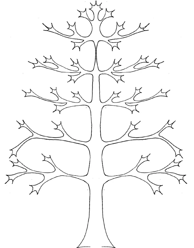 Ein stacheliger Baum. (Ausmalbild von Baeume zum Ausdrucken und Ausmalen für Kinder)