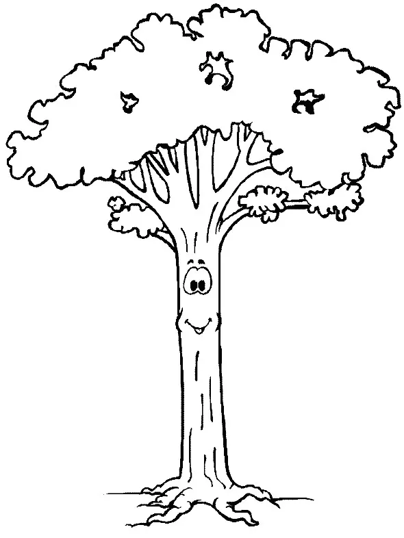 Großer Baumstamm (Ausmalbild von Baeume zum Ausdrucken und Ausmalen für Kinder)