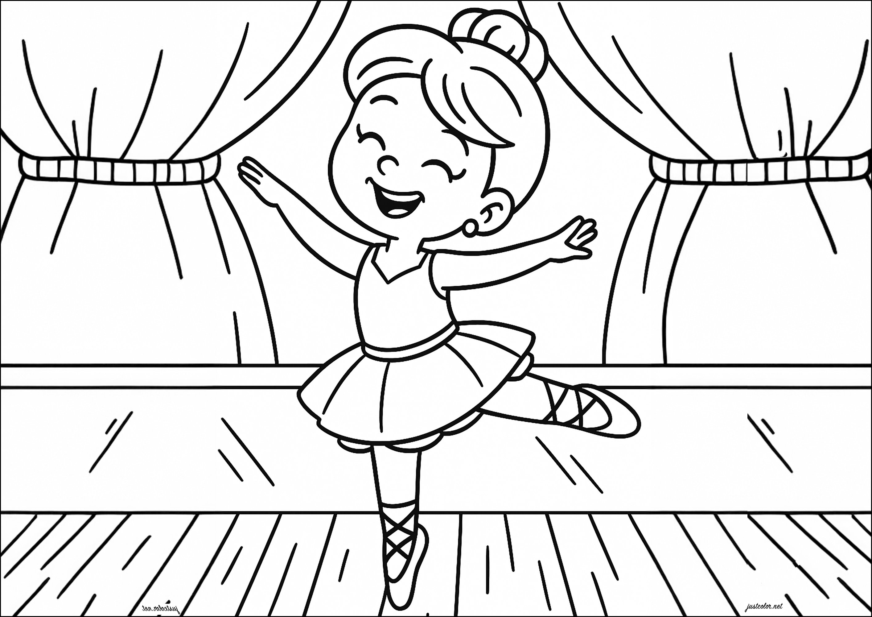 Die kleine Sternentänzerin (Ausmalbild von Balletttänzerinnen zum Ausdrucken und Ausmalen für Kinder)