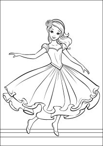 Ballerina in einem weiten Kleid wunderbar. (Ausmalbild von Balletttänzerinnen)