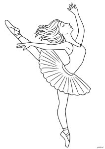 Elegante Tänzerin im Tutu (Ausmalbild von Balletttänzerinnen)