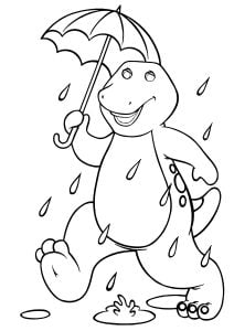 Barney und ein Regenschirm. (Ausmalbild)