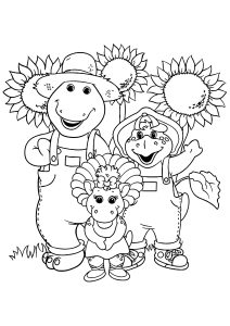 Die Familie von Barney, dem Dinosaurier. (Ausmalbild)