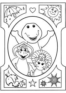 Die vier Jahreszeiten mit Barney und seiner Familie (Ausmalbild)