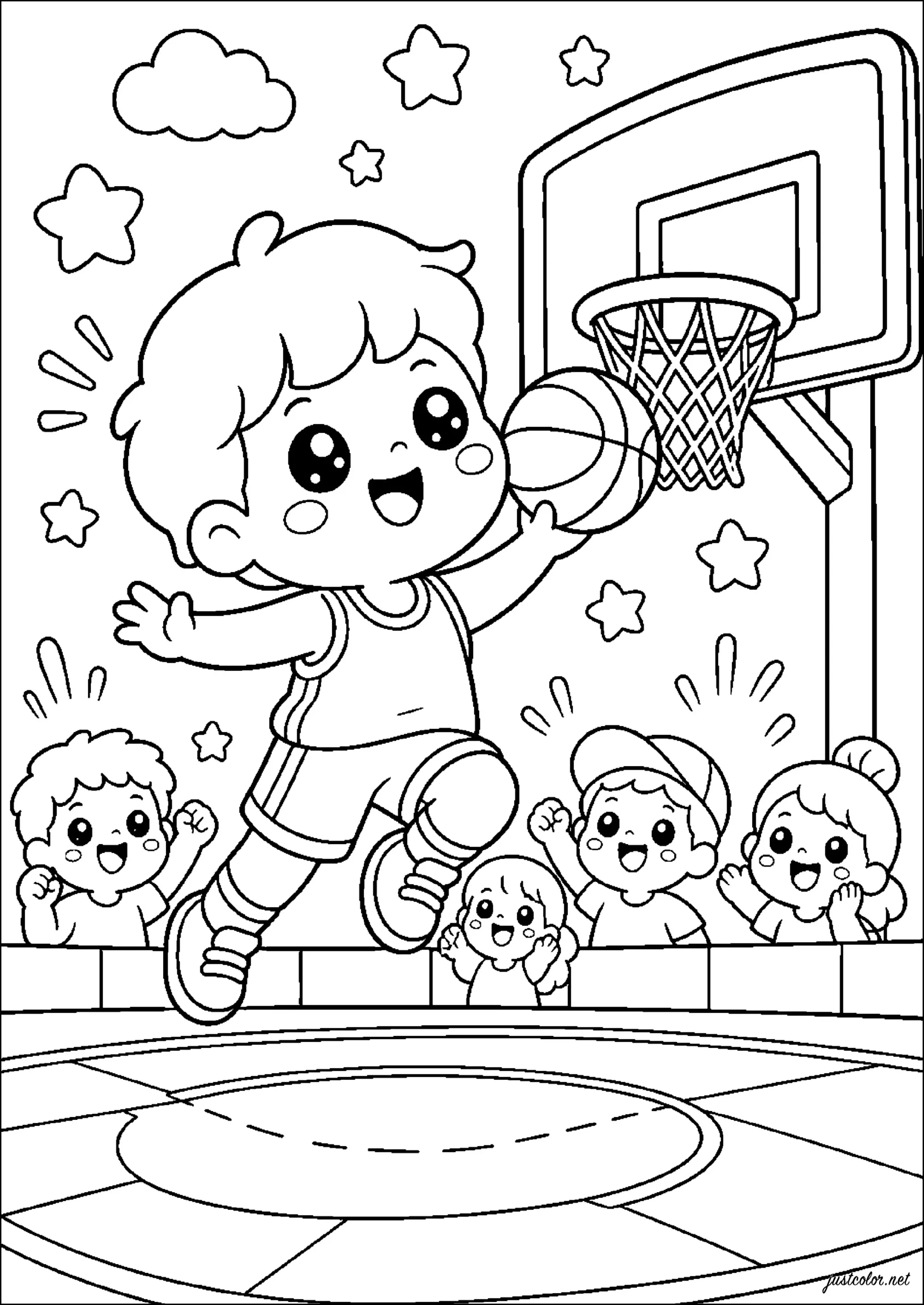 Kostenlose Ausmalbilder von basketball zum Ausdrucken (Ausmalbild zum Ausdrucken und Ausmalen für Kinder)