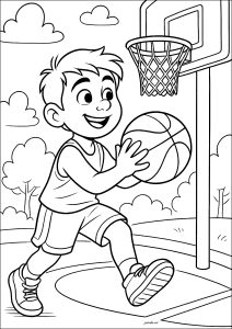 Junger Basketballspieler (Ausmalbild von Basketball)