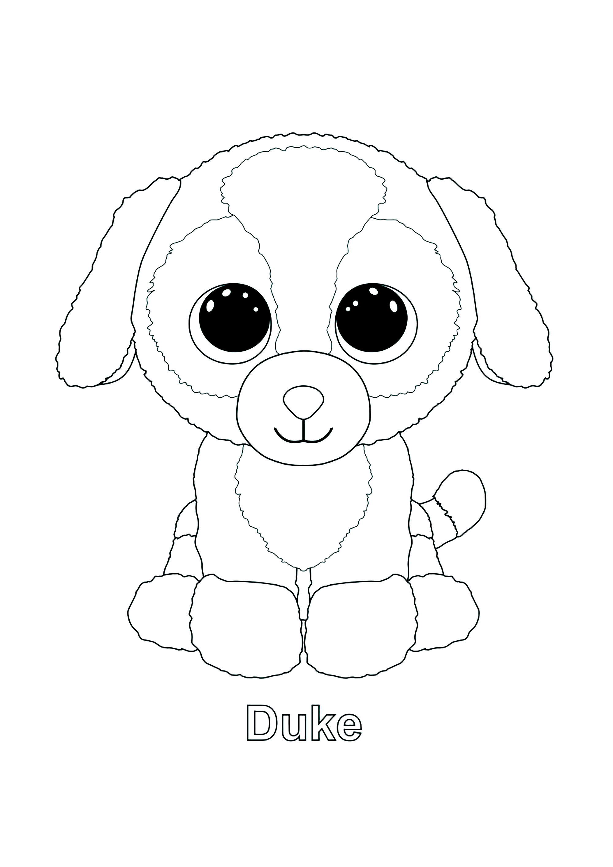 Herzog (Hund) (Ausmalbild von Beanie Boo zum Ausdrucken und Ausmalen für Kinder)