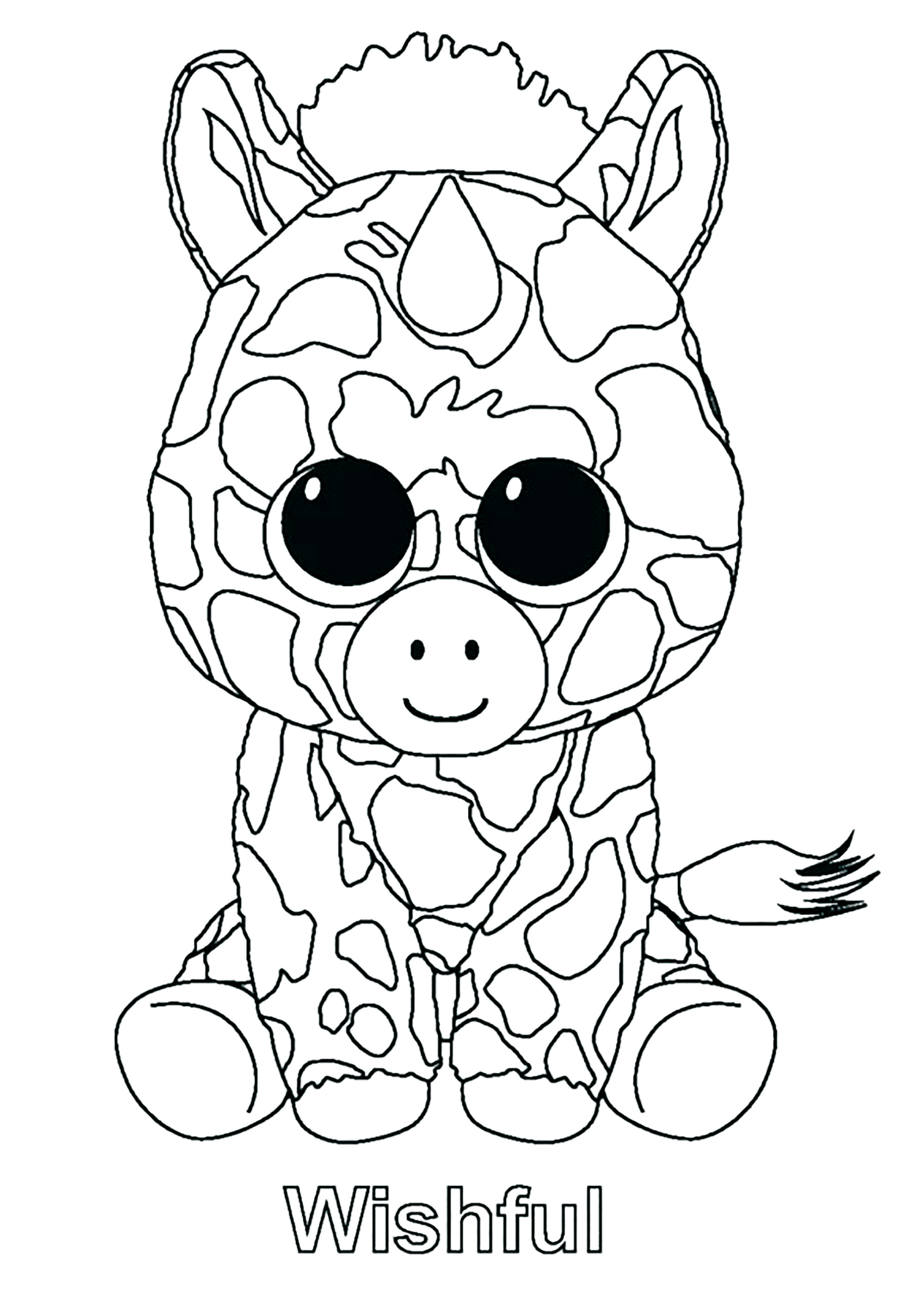 Sehnsüchtige Einhorn (Ausmalbild von Beanie Boo zum Ausdrucken und Ausmalen für Kinder)