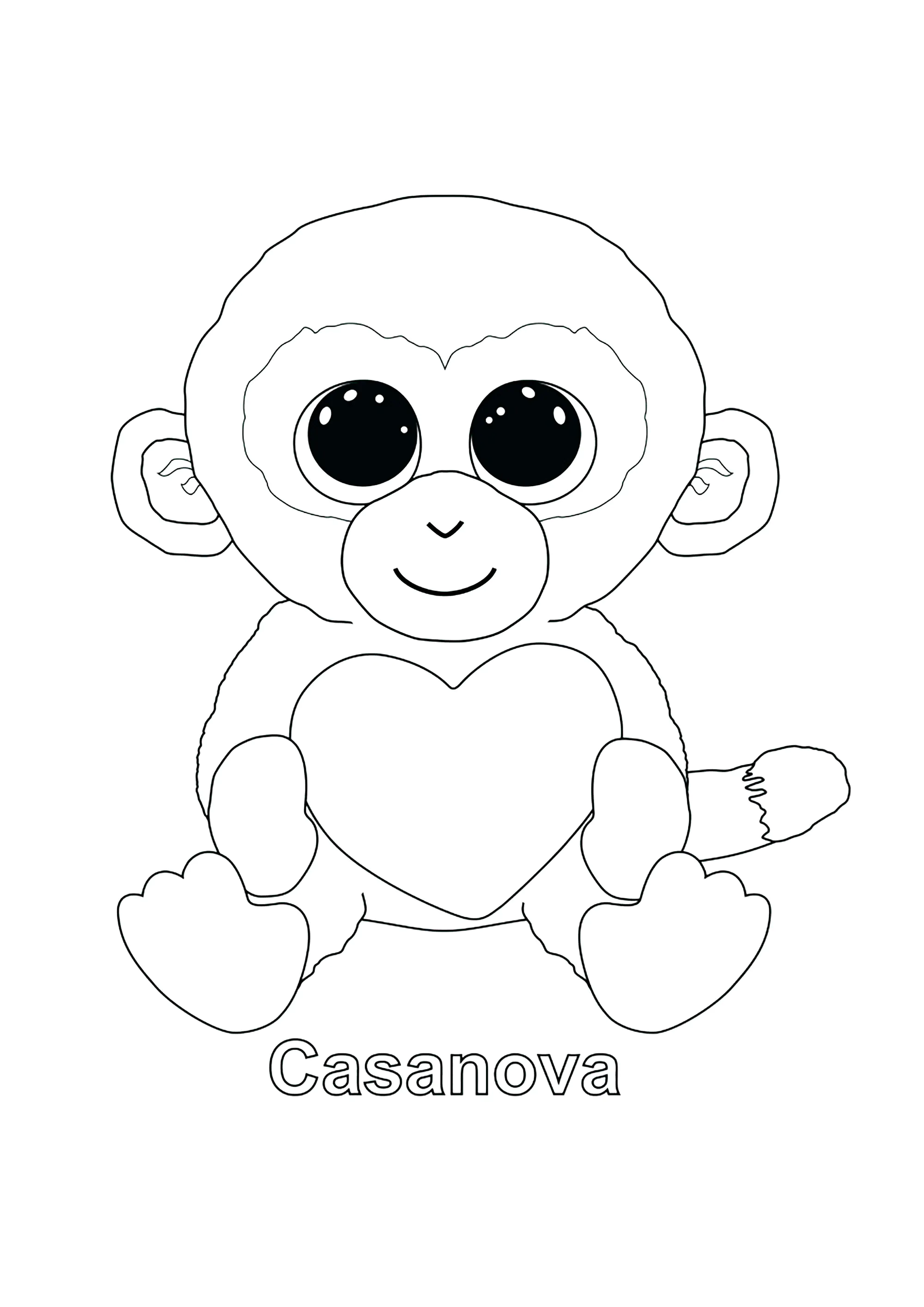 Casanova (Affe) (Ausmalbild von Beanie Boo zum Ausdrucken und Ausmalen für Kinder)