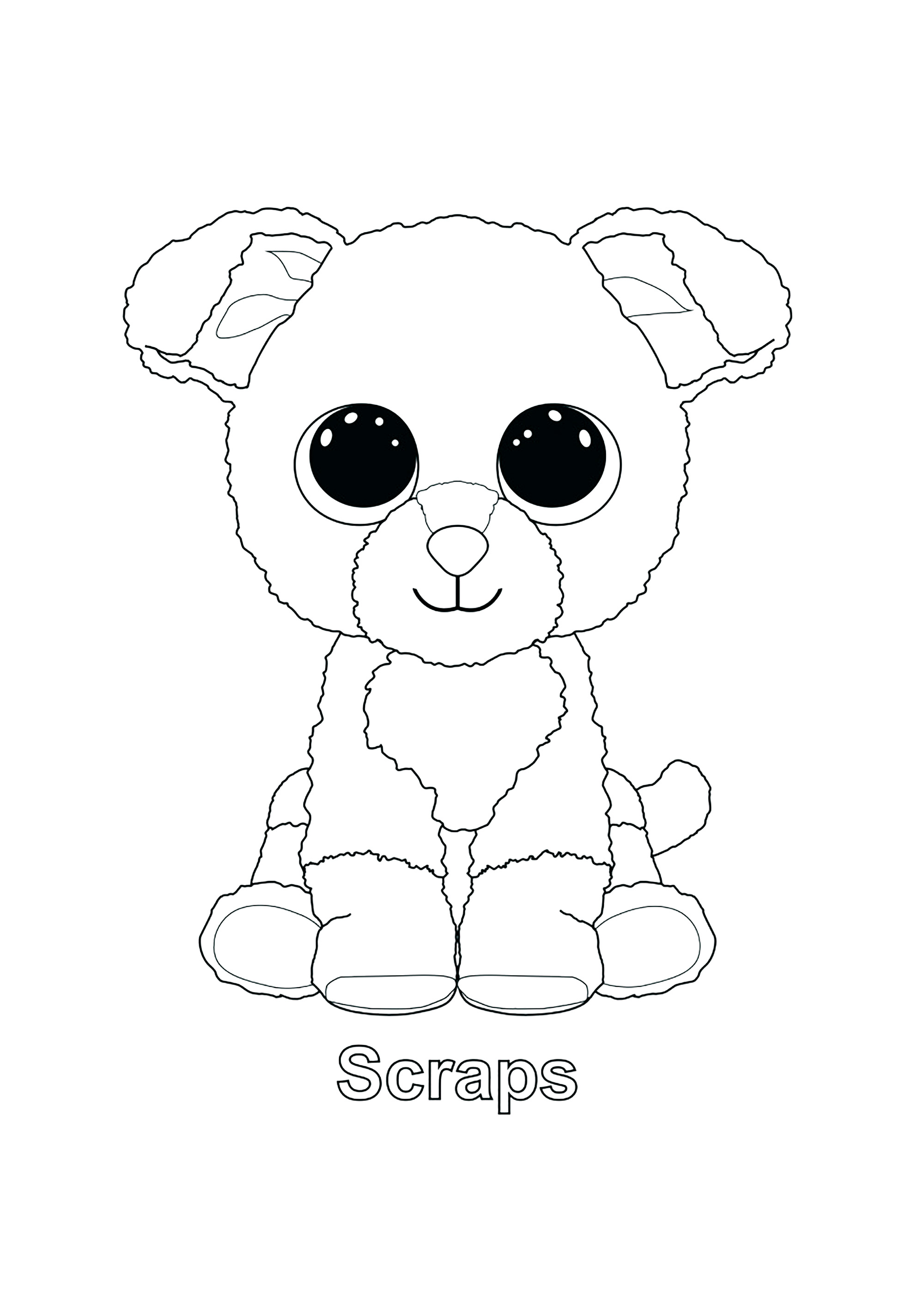 Reste (Hund) (Ausmalbild von Beanie Boo zum Ausdrucken und Ausmalen für Kinder)
