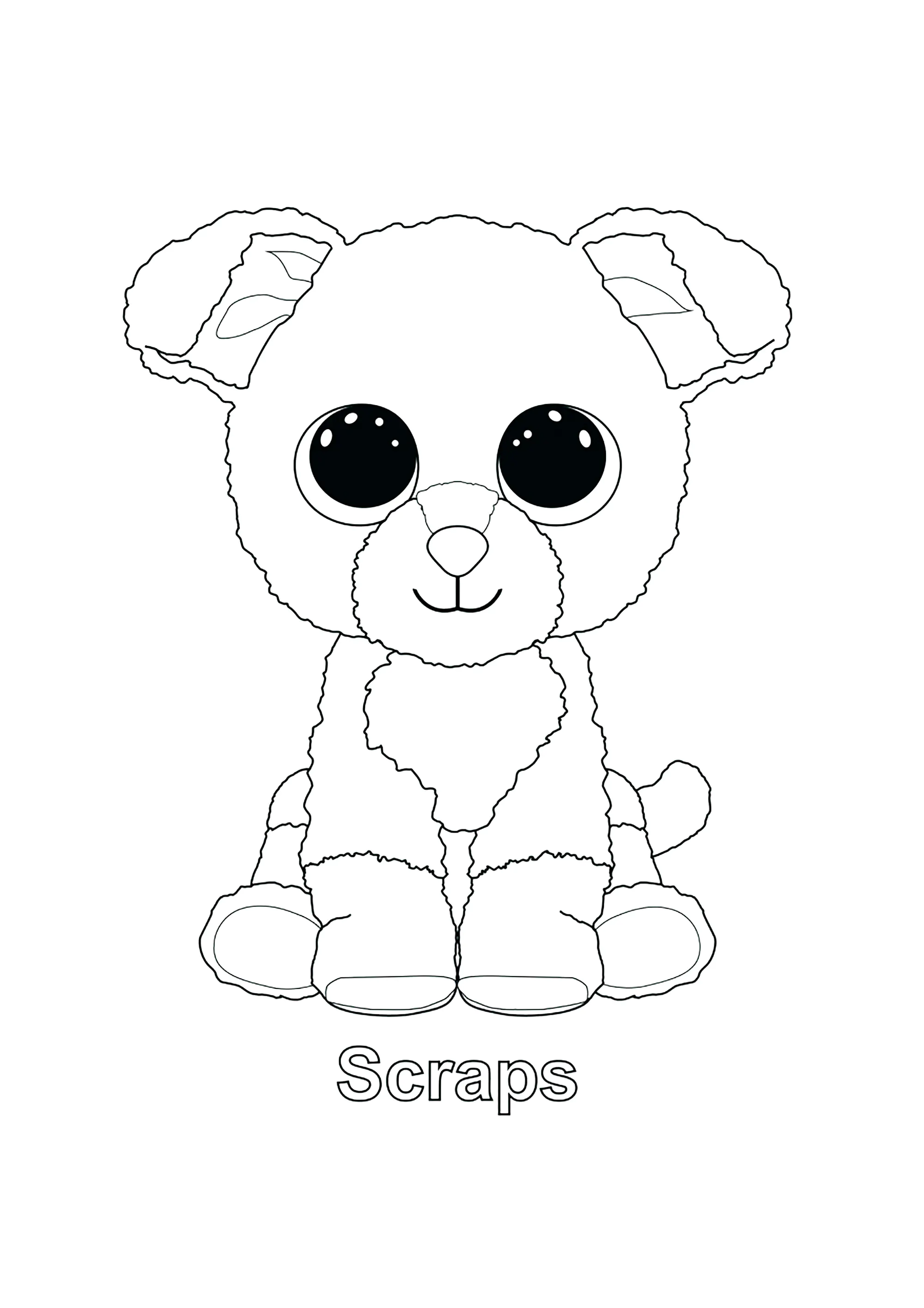 Reste (Hund) (Ausmalbild von Beanie Boo zum Ausdrucken und Ausmalen für Kinder)