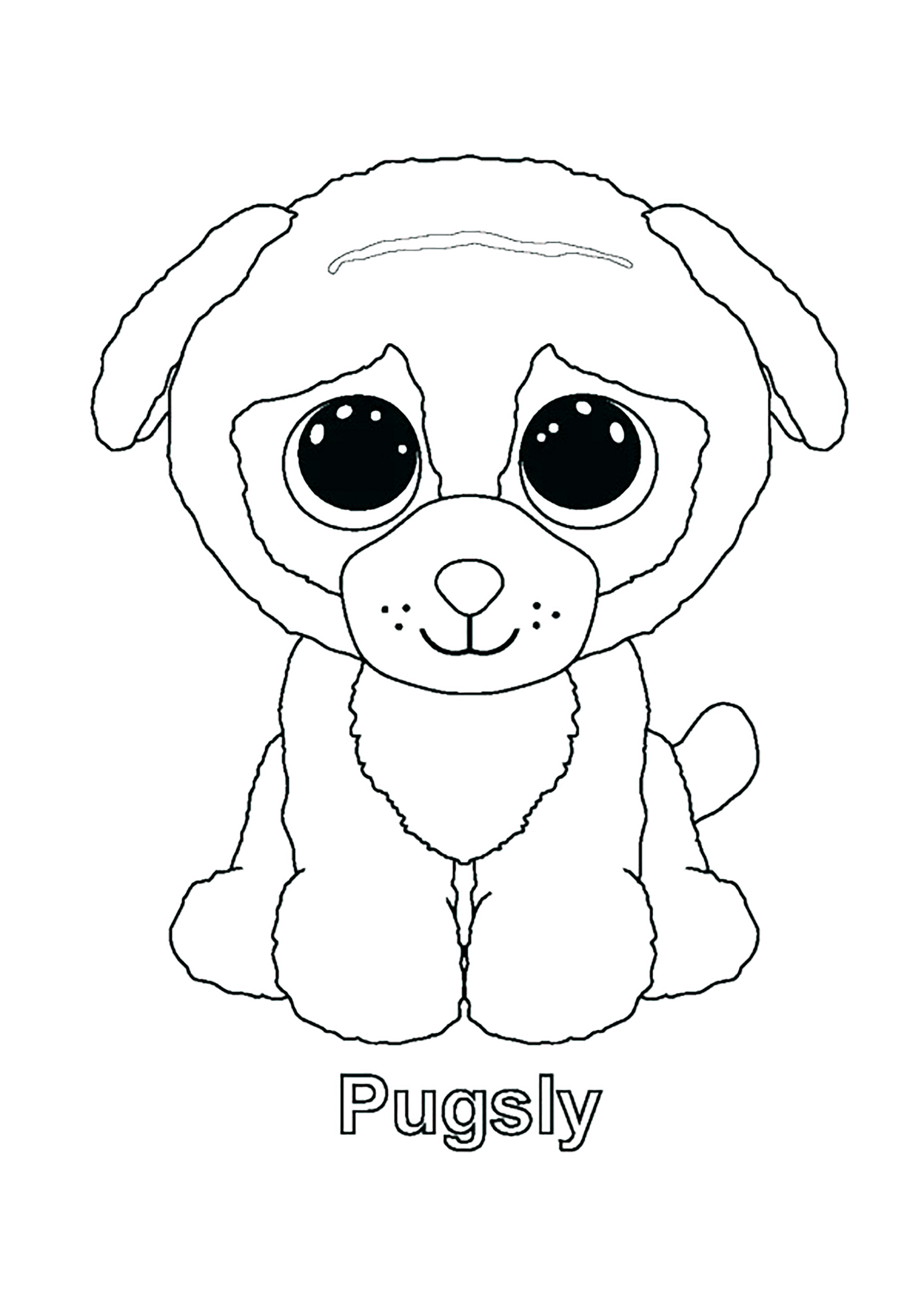 Pugsly (Hund) (Ausmalbild von Beanie Boo zum Ausdrucken und Ausmalen für Kinder)