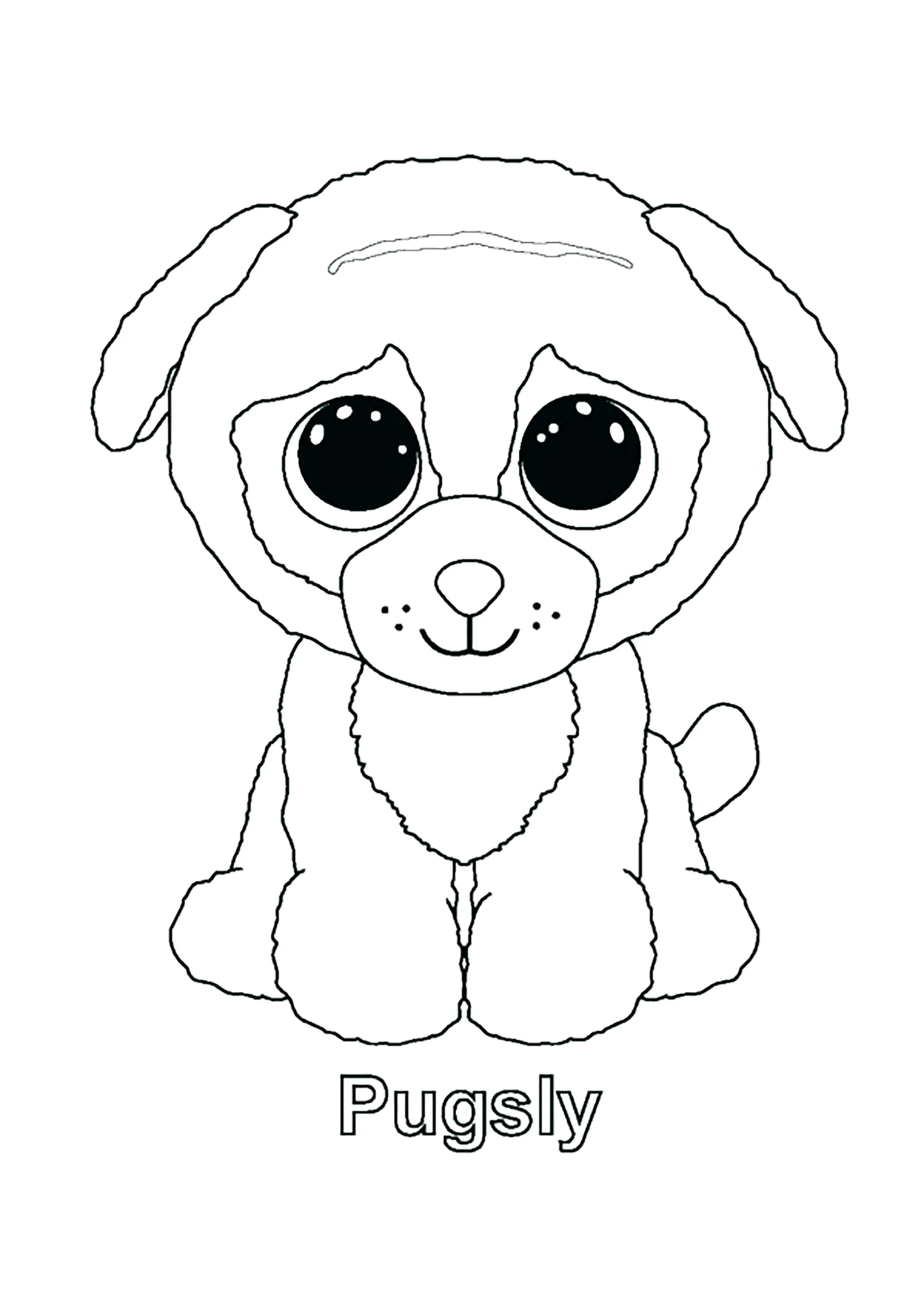 Pugsly (Hund) (Ausmalbild von Beanie Boo zum Ausdrucken und Ausmalen für Kinder)