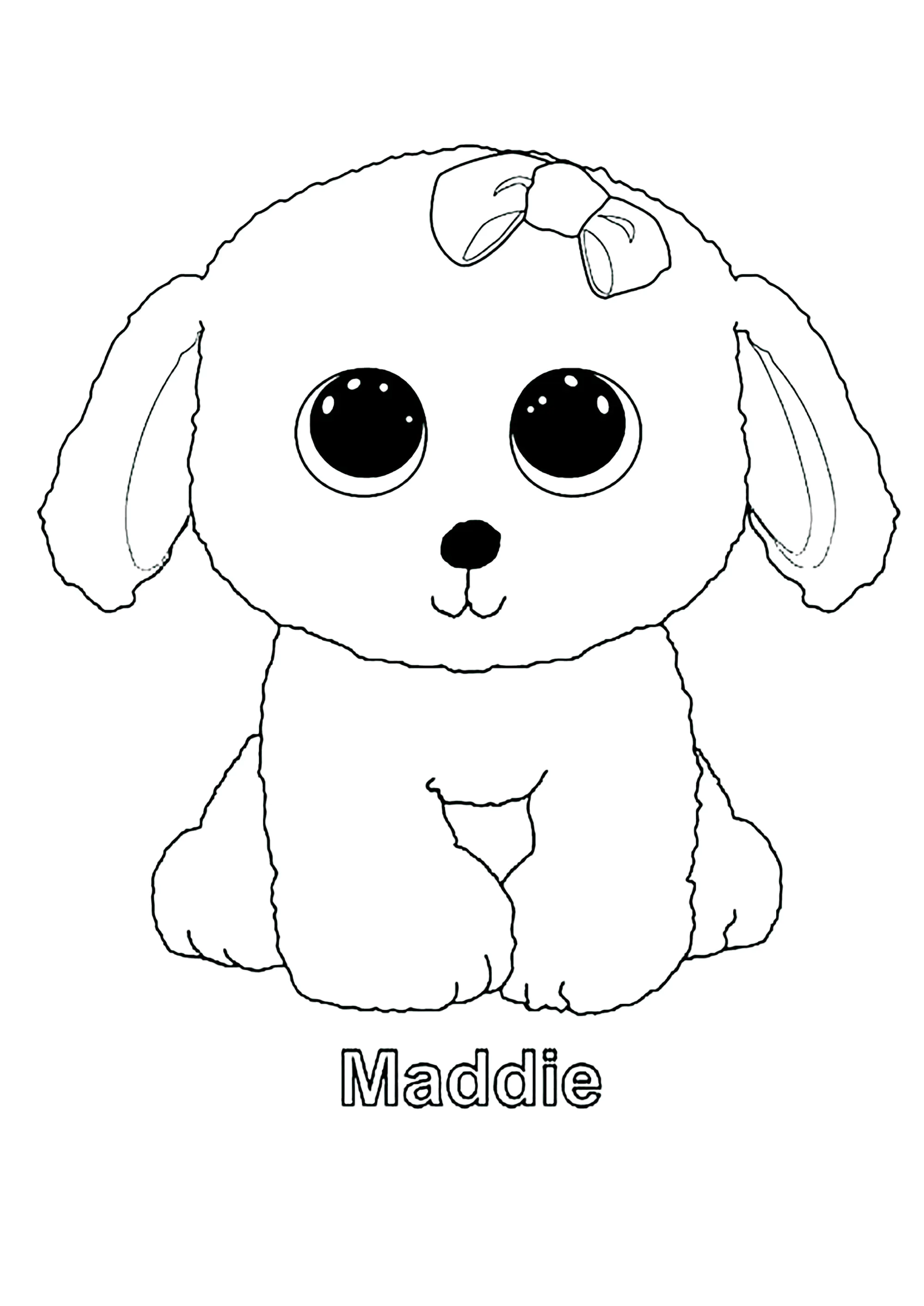 Maddie (Hund) (Ausmalbild von Beanie Boo zum Ausdrucken und Ausmalen für Kinder)